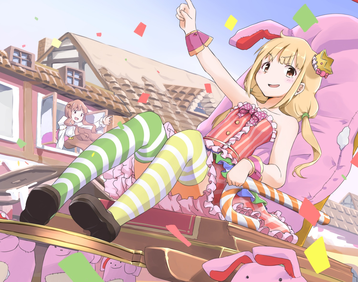 dress, futaba_anzu, moroboshi_kirari, sekira_ame, the_idolm@ster, the_idolm@ster_cinderella_girls, thighhighs