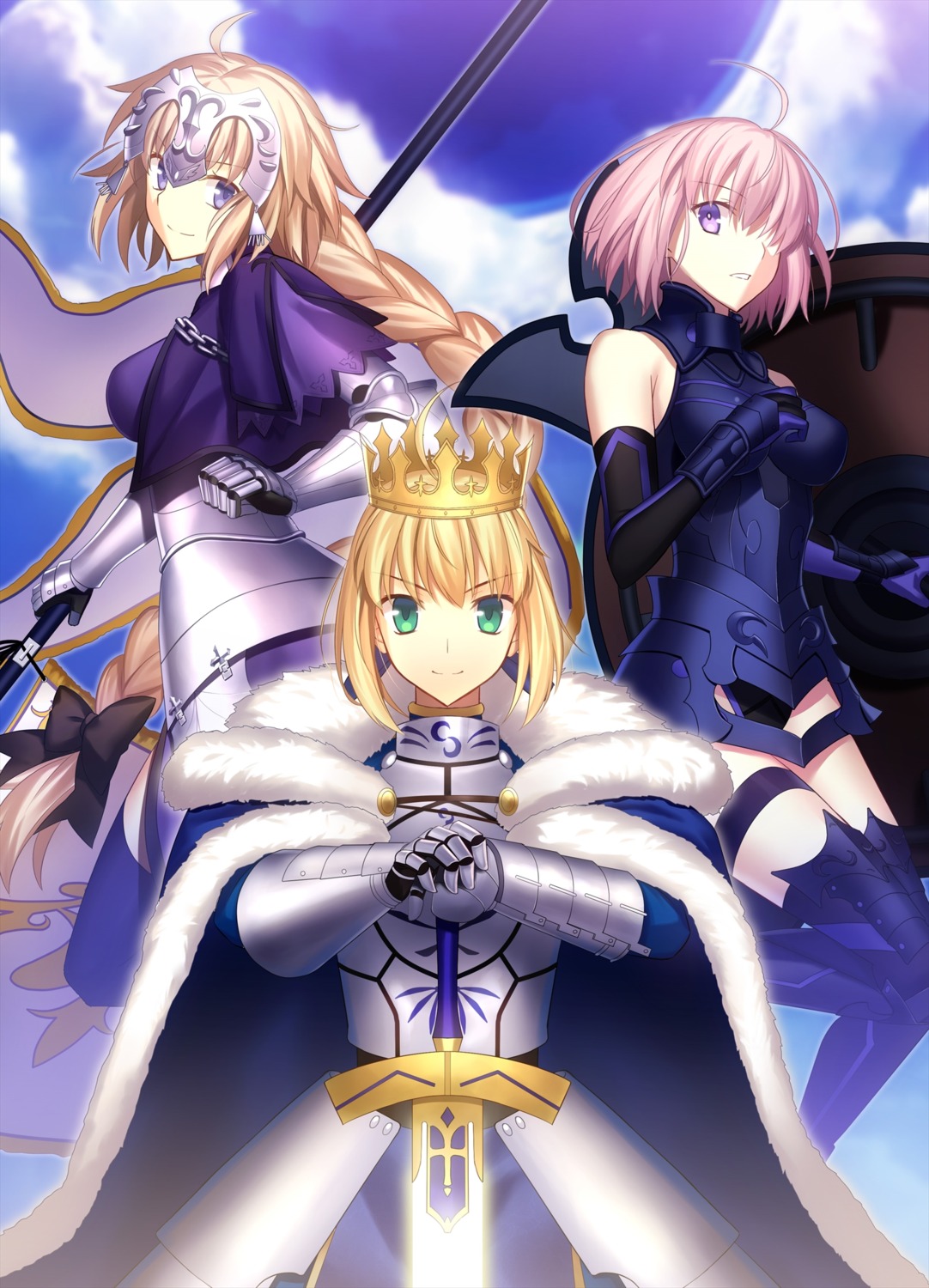 armor, artoria_pendragon_(fate), dress, fate/grand_order, fuyuki_(neigedhiver), jeanne_d'arc, jeanne_d'arc_(fate), leotard