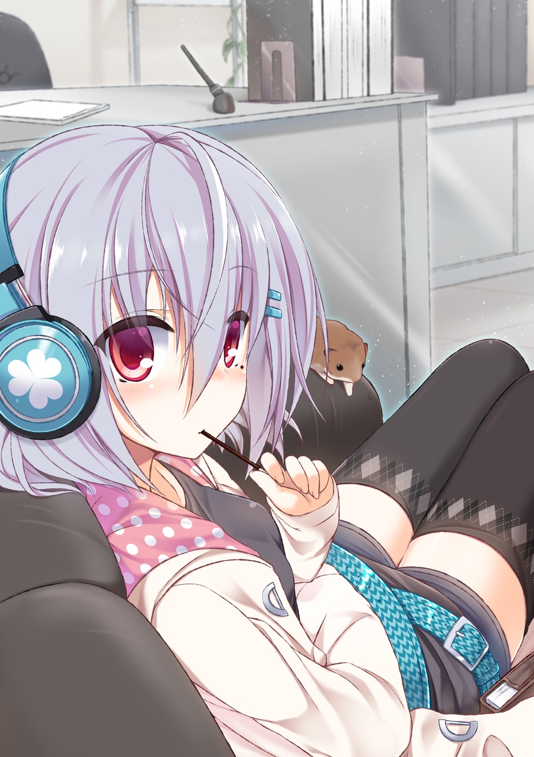 headphones, shirasu_youichi, thighhighs