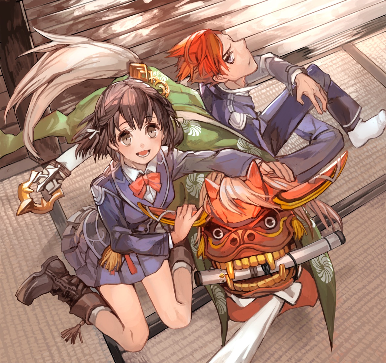 seifuku, toujou_bun, weapon
