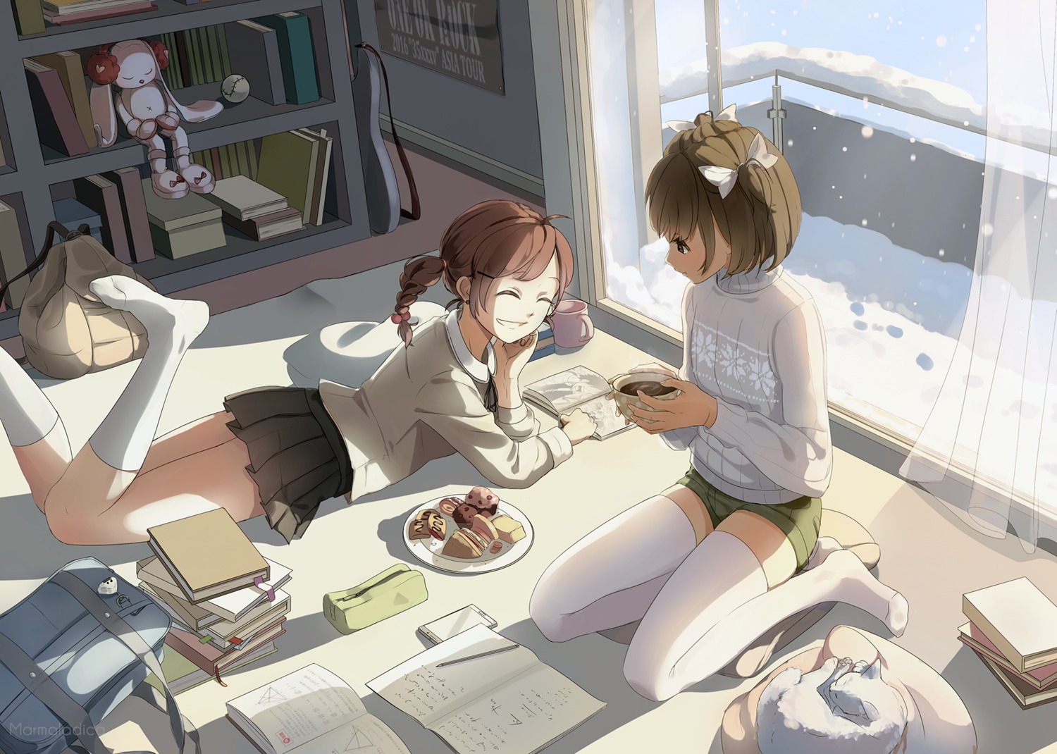 marmaladica, neko, seifuku, sweater, thighhighs