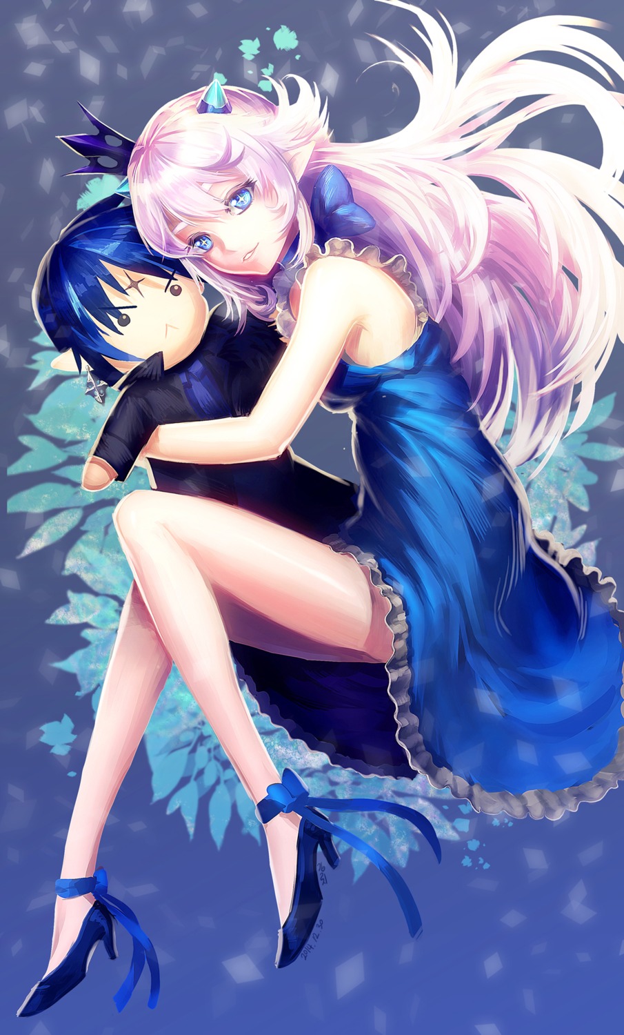 ciel_(elsword), dress, elsword, heels, horns, kkamming, lu_(elsword)