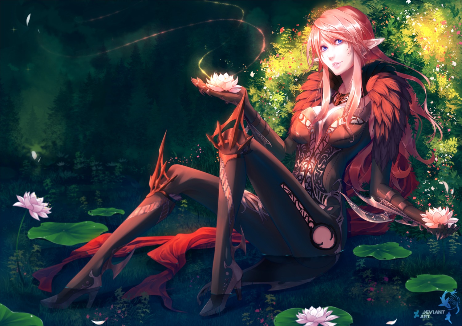 bodysuit, cleavage, dniseb, elf, heels, no_bra, pointy_ears, tera_online