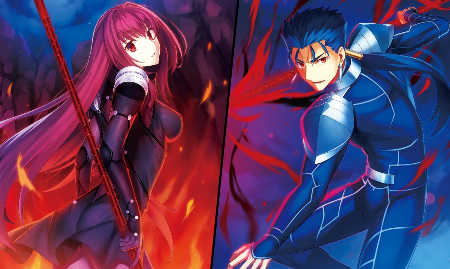 armor, bodysuit, cu_chulainn_(fate), fate/grand_order, fate/stay_night, fuyuki_(neigedhiver), scathach_(fate), weapon