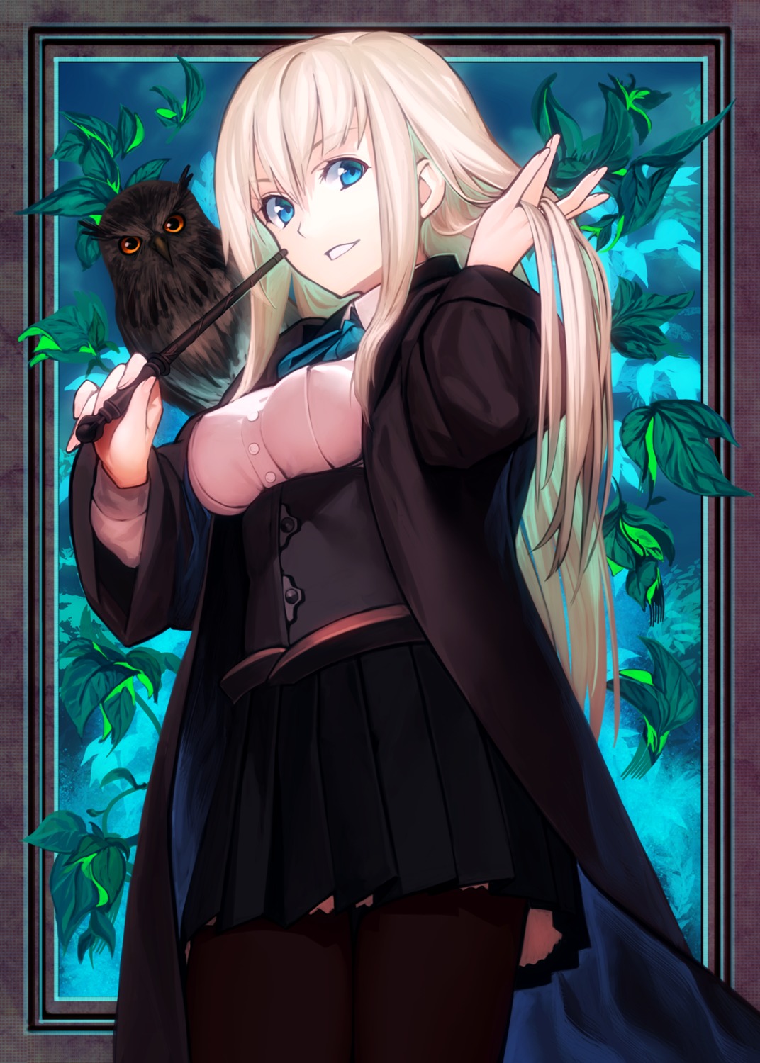 maco, pantyhose, pixiv_fantasia_t, seifuku, weapon