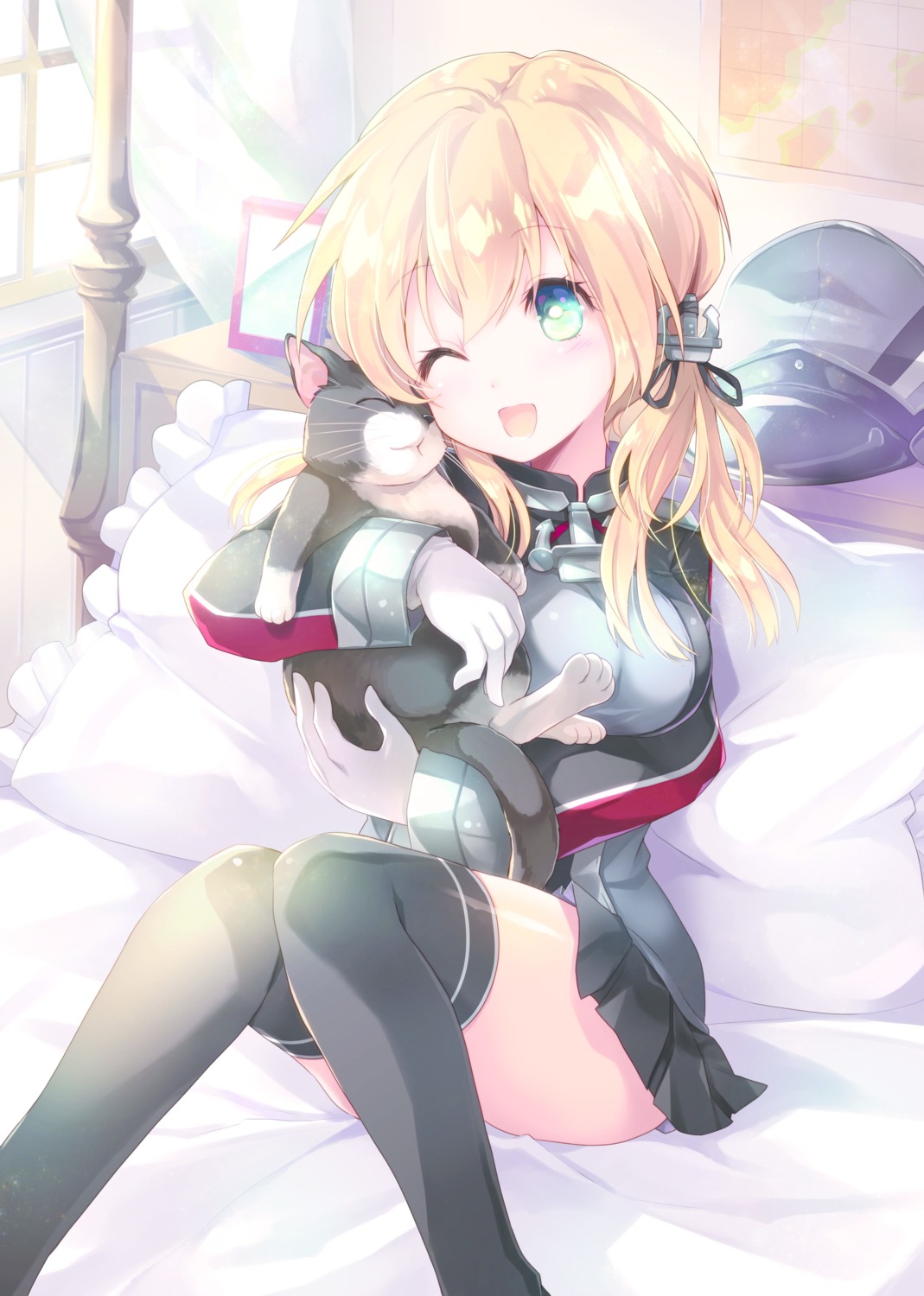 ayuya_naka_no_hito, kantai_collection, neko, prinz_eugen_(kancolle), thighhighs, uniform, yamadori_ofuu