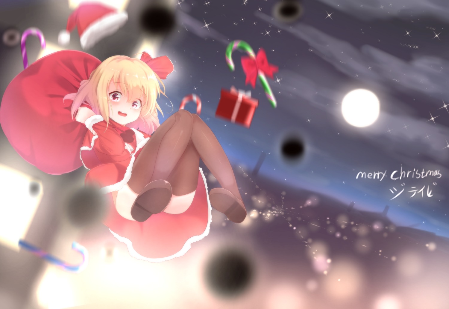 christmas, dress, nopan, rumia, septet_(zrca_janne), thighhighs, touhou