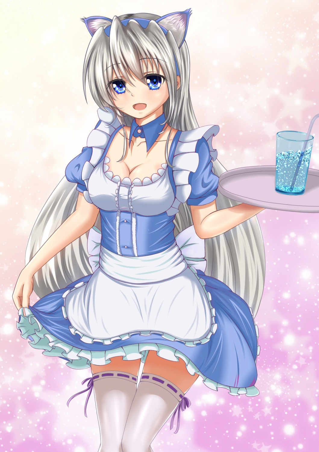 animal_ears, clannad, cleavage, john_117, maid, nekomimi, sakagami_tomoyo, skirt_lift