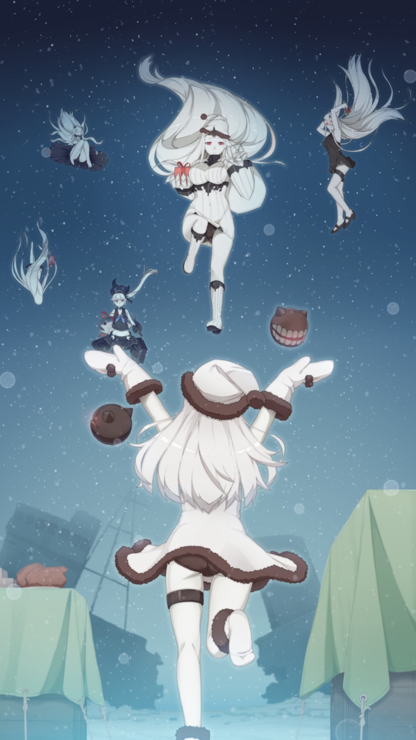 ass, battleship-symbiotic_hime, destroyer_hime, dress, heels, kantai_collection, northern_ocean_hime, pantsu