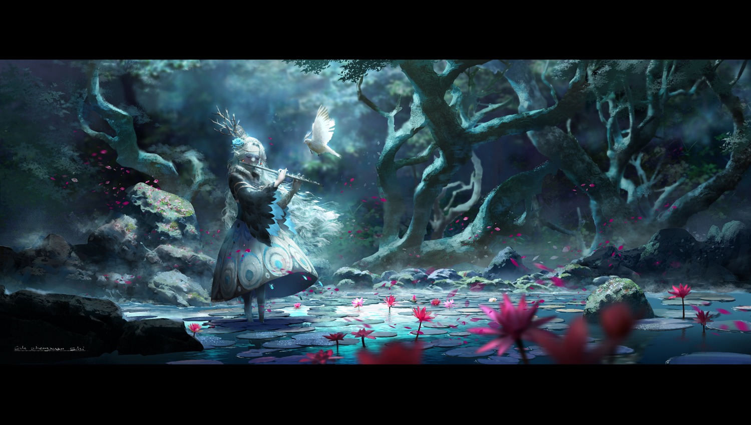 dress, landscape, lost_elle, pointy_ears