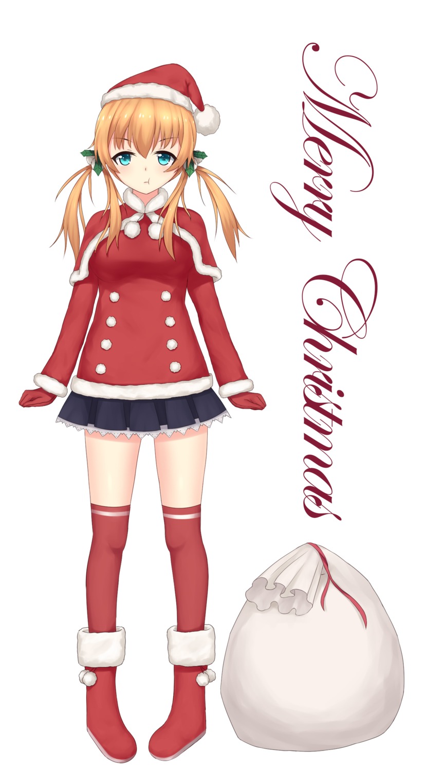 christmas, kantai_collection, prinz_eugen_(kancolle), rumaki, thighhighs