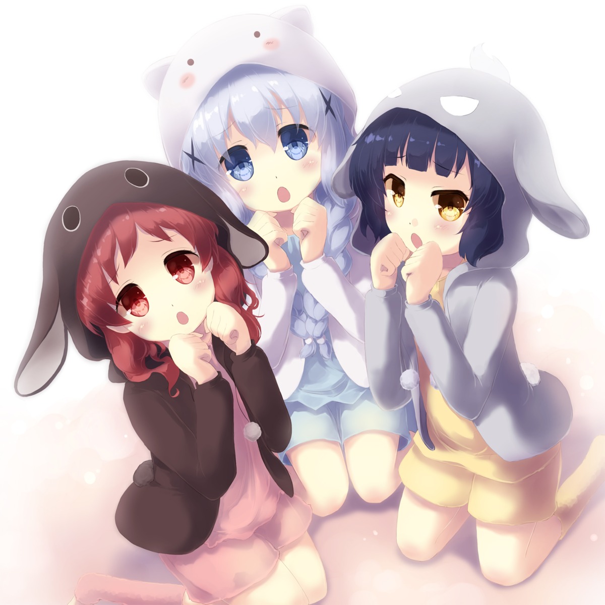 animal_ears, anko_(gochiusa), bunny_ears, gengetsu_chihiro, gochuumon_wa_usagi_desu_ka?, jouga_maya, kafuu_chino, natsu_megumi