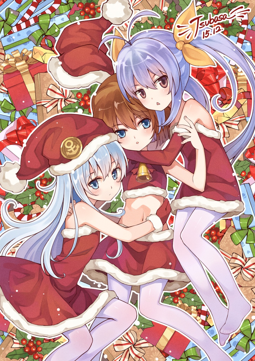christmas, dress, haibara_ai, hibiki_(kancolle), kantai_collection, meitantei_conan, miyauchi_renge, non_non_biyori, pantyhose, tsubasa_tsubasa