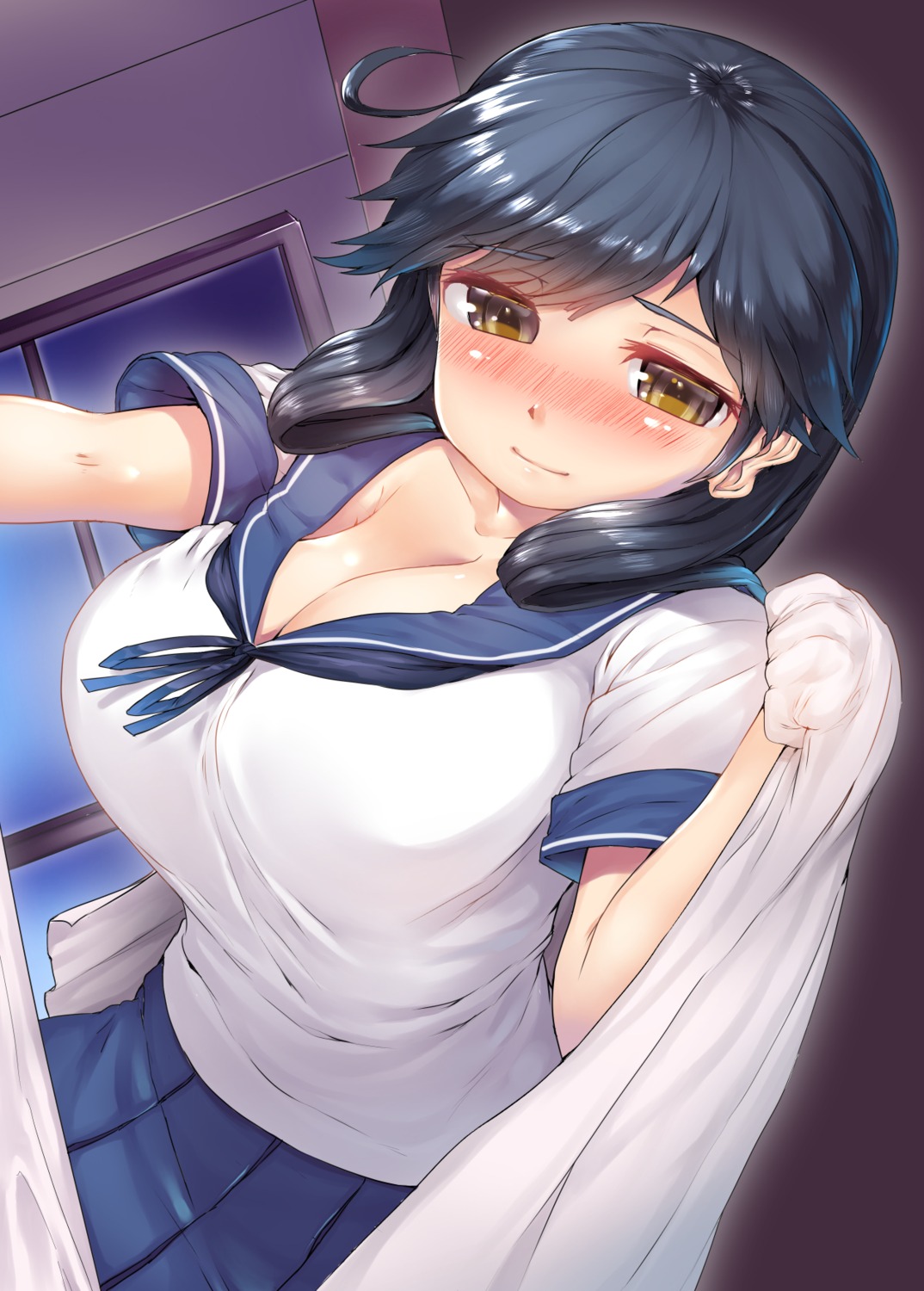 cleavage, kantai_collection, sakimori_dan, seifuku, sheets, ushio_(kancolle)