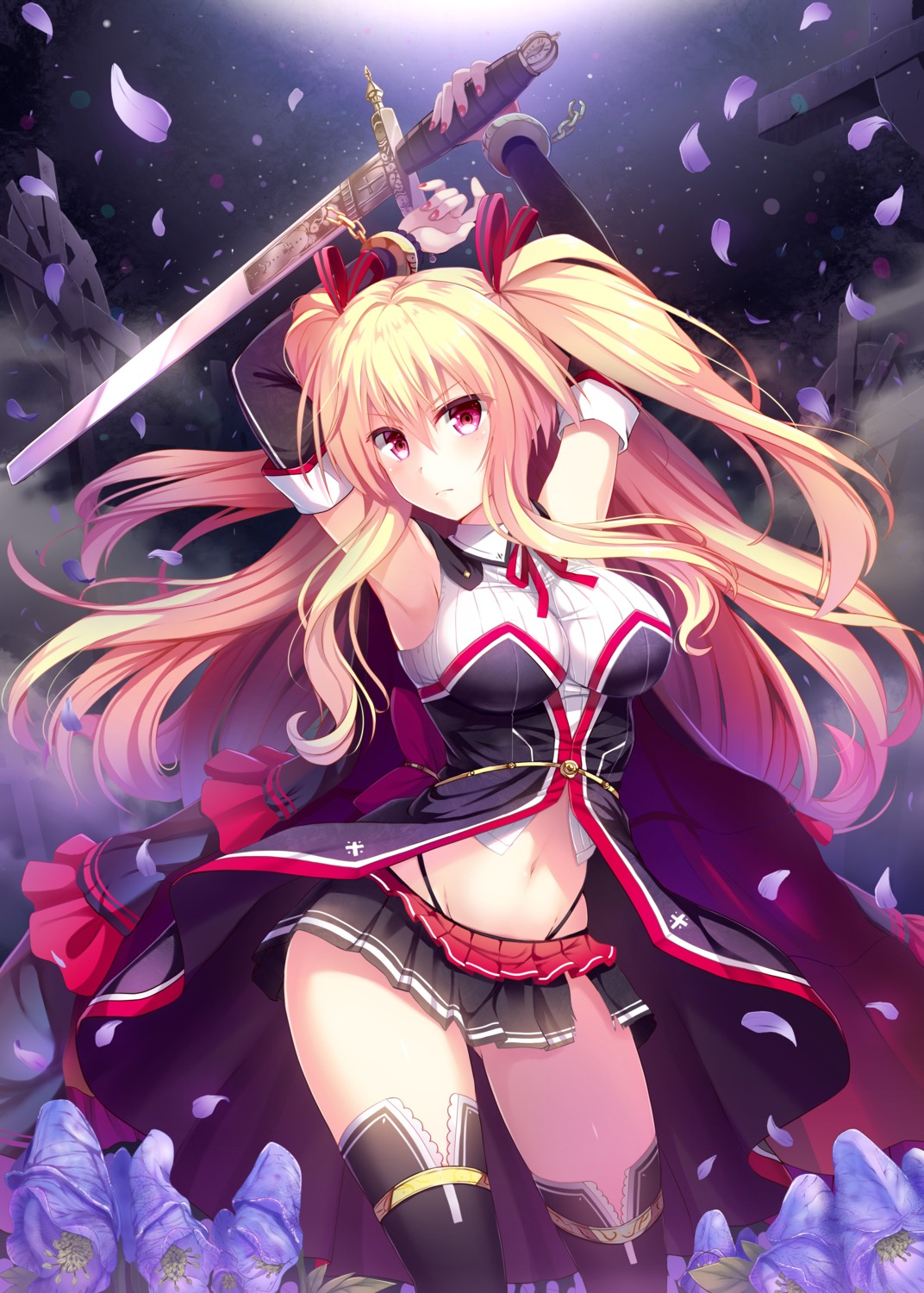 pantsu, sen_kagura, sword, thighhighs, thong