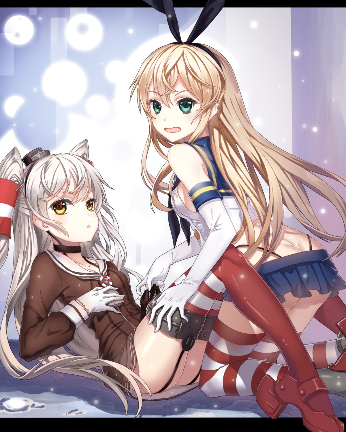 amatsukaze_(kancolle), ass, chunrijun_(springer), heels, kantai_collection, no_bra, nopan, shimakaze_(kancolle)