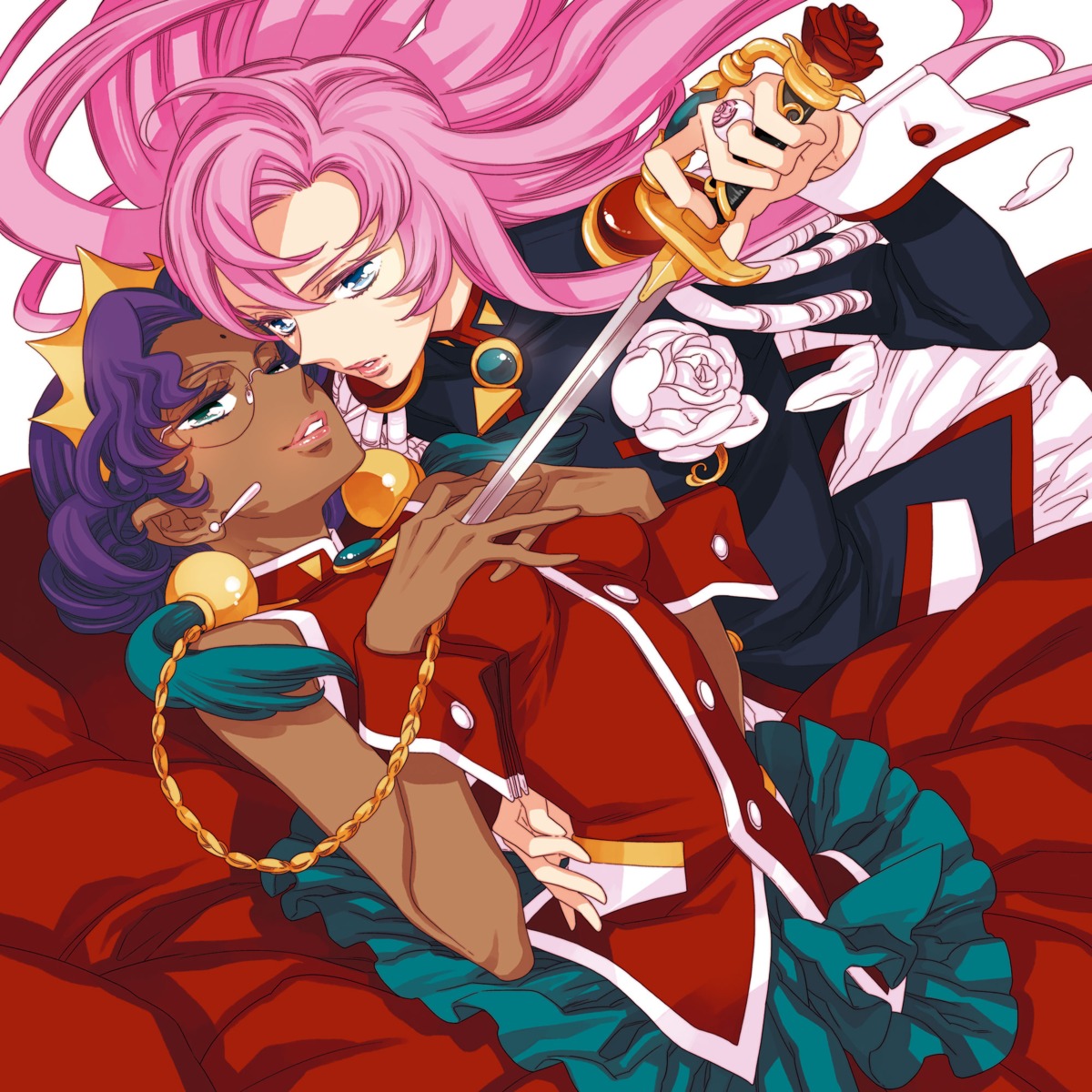 breast_hold, himemiya_anthy, hoshino_lily, megane, revolutionary_girl_utena, sword, tenjou_utena