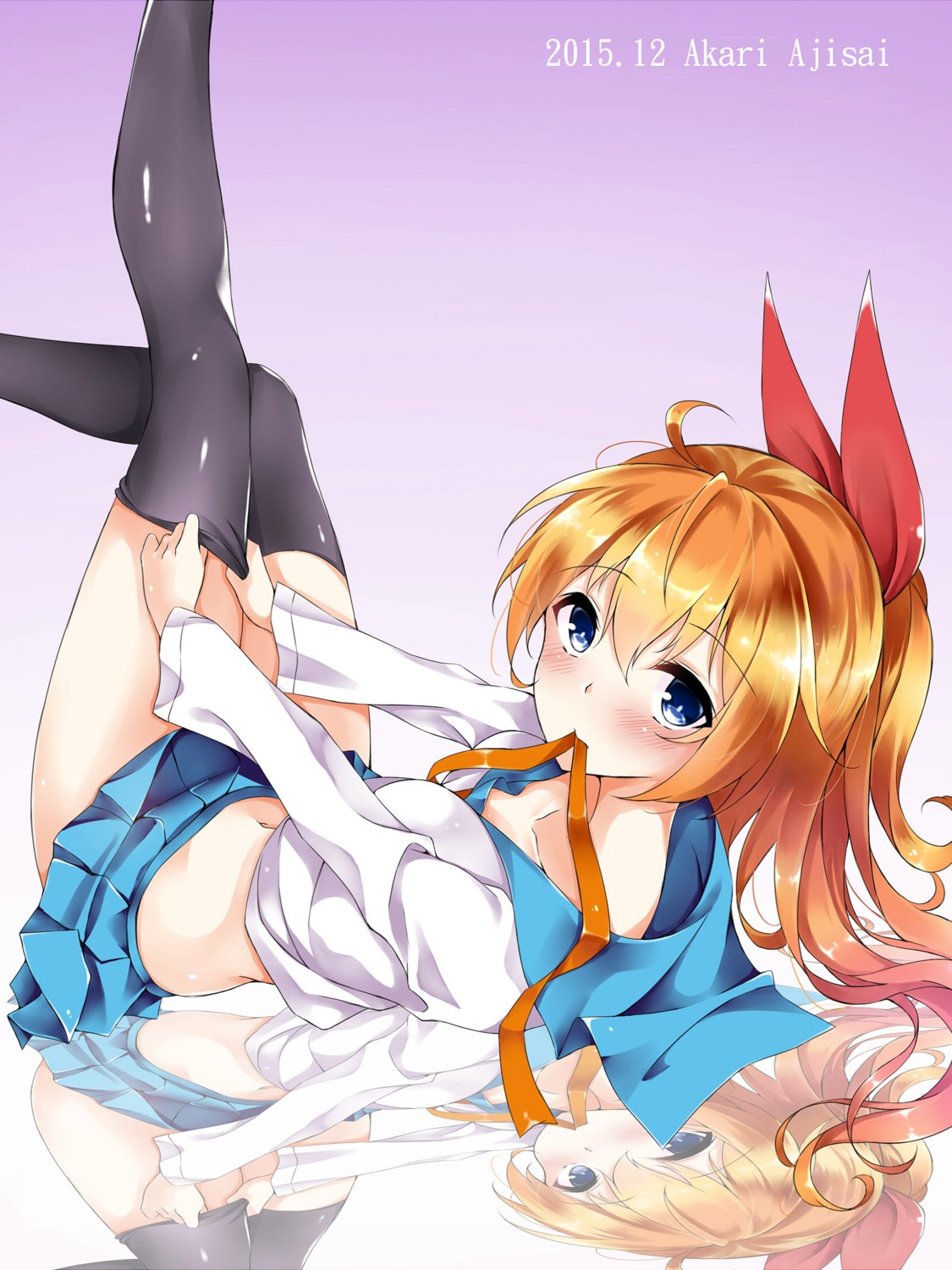 akari_ajisai, kirisaki_chitoge, nisekoi, official_watermark, seifuku, thighhighs