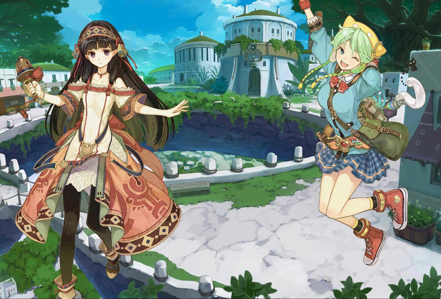 atelier, atelier_shallie, dress, gust_(company), hidari, pantyhose, shallistera, shallotte_elminus, weapon