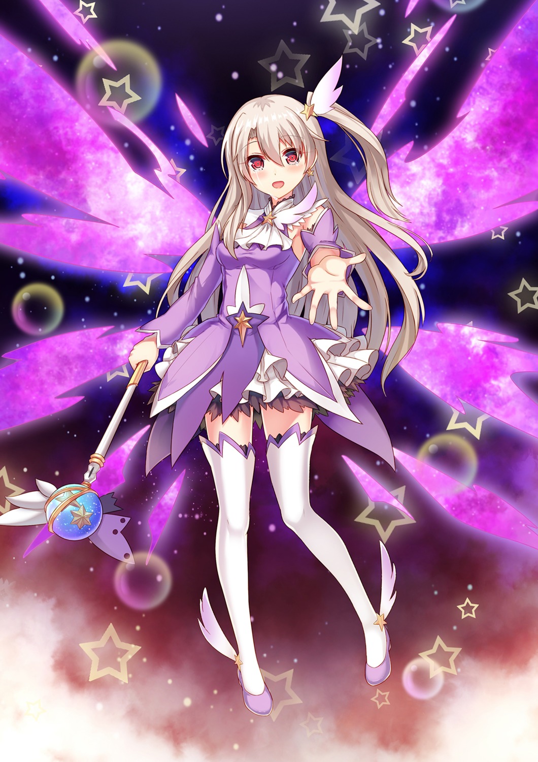 dress, fate/kaleid_liner_prisma_illya, fate/stay_night, heels, illyasviel_von_einzbern, thighhighs, wings, yongheng_zhi_wu