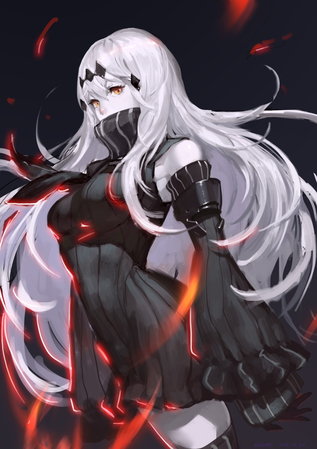 aircraft_carrier_water_oni, kantai_collection, reisun001, sweater, thighhighs
