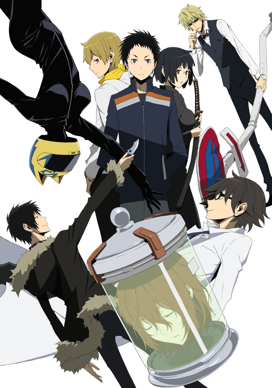 bodysuit, celty_sturluson, digital_version, durarara!!, heiwajima_shizuo, kida_masaomi, kishitani_shinra, megane