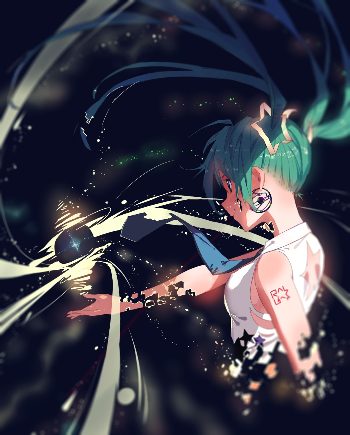 hatsune_miku, sparrow, tattoo, vocaloid