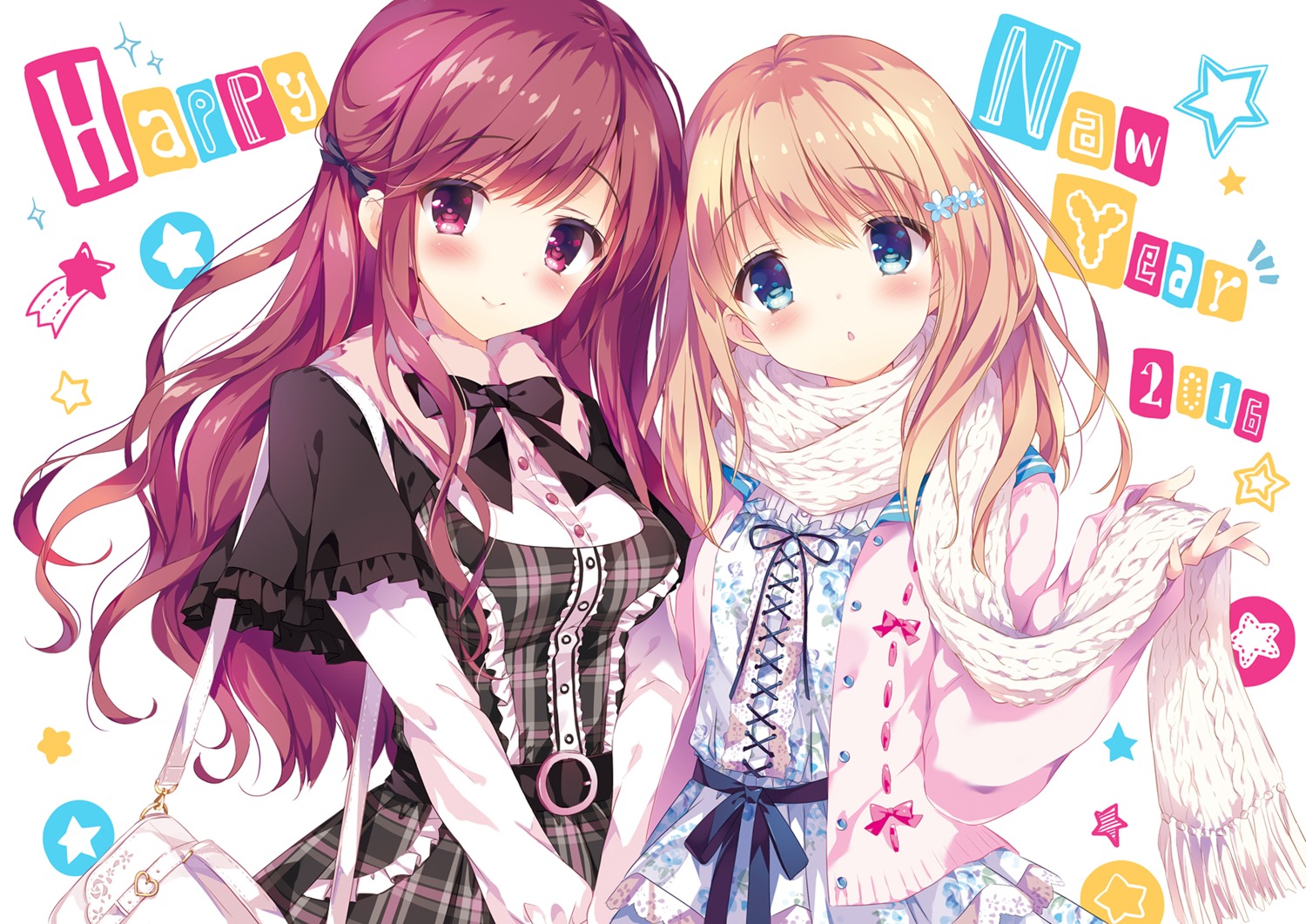 dress, kimishima_ao, momoi_saki, open_shirt, shirayuri_riko