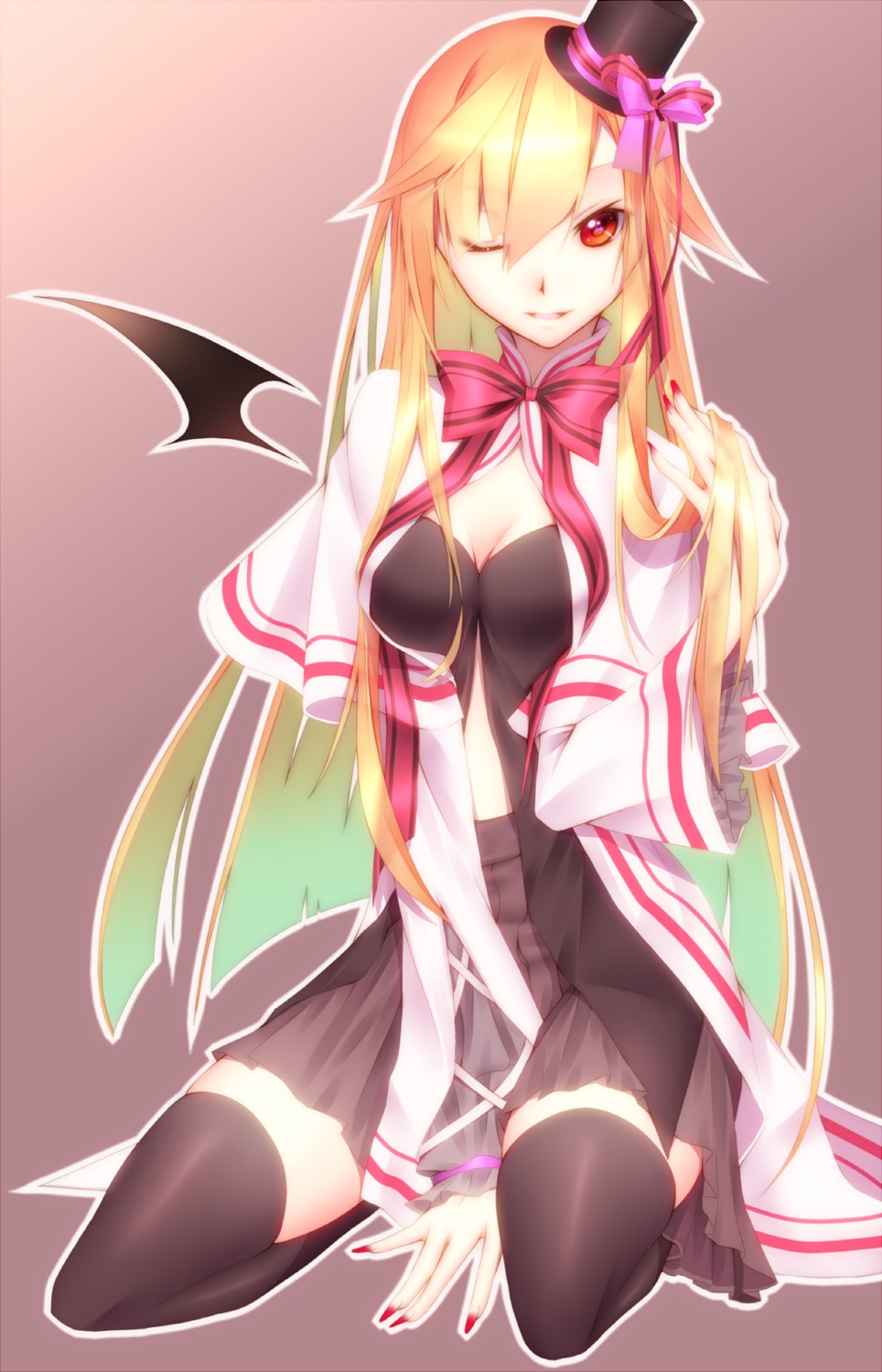 cleavage, kawasaki_toiro, thighhighs, wings