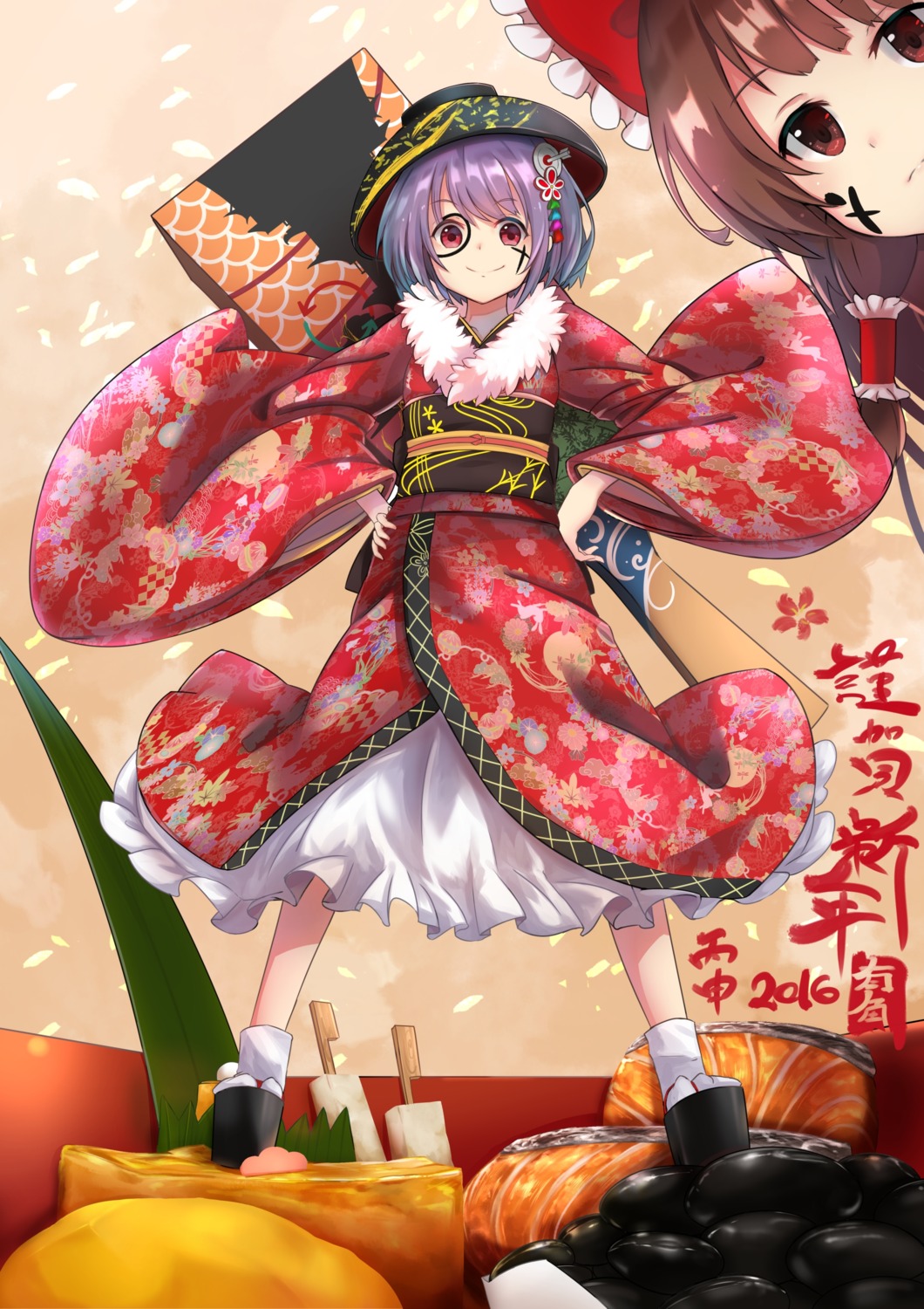 ase_tou_mi_kaameru, hakurei_reimu, kimono, sukuna_shinmyoumaru, touhou