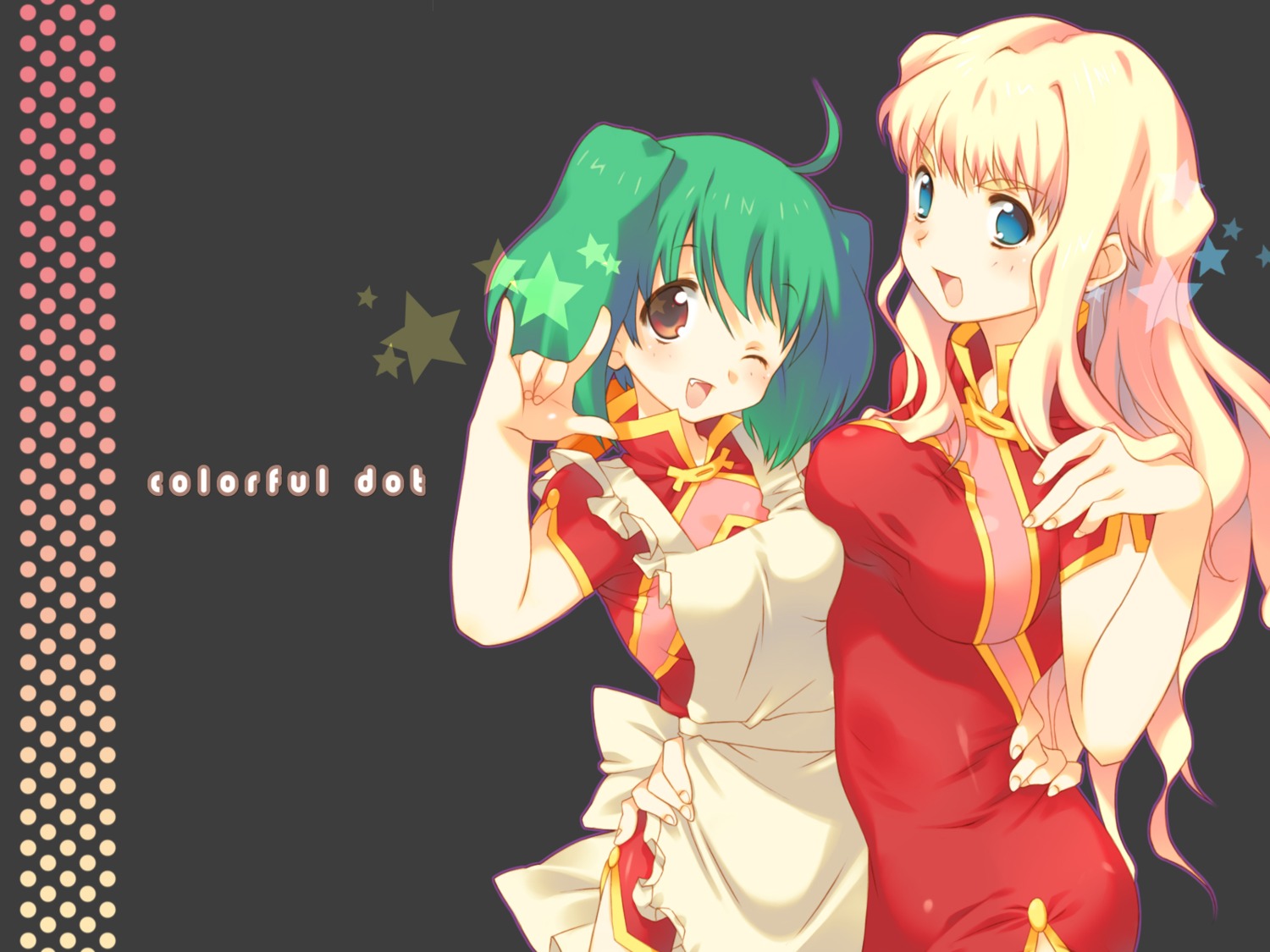 chinadress, fujisawa_machi, macross, macross_frontier, ranka_lee, sheryl_nome, wallpaper