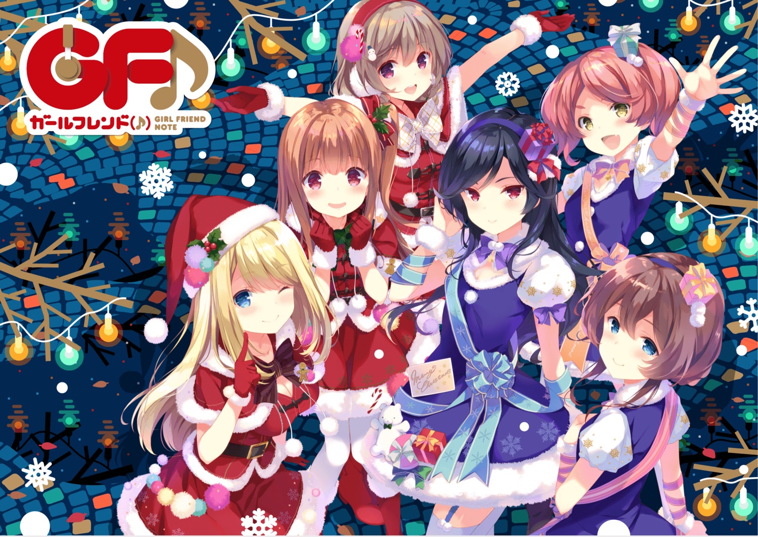 asahina_momoko, asato_kasuga, chloe_lemaire, christmas, dress, girlfriend_(kari), girlfriend_note, kazemachi_haruka