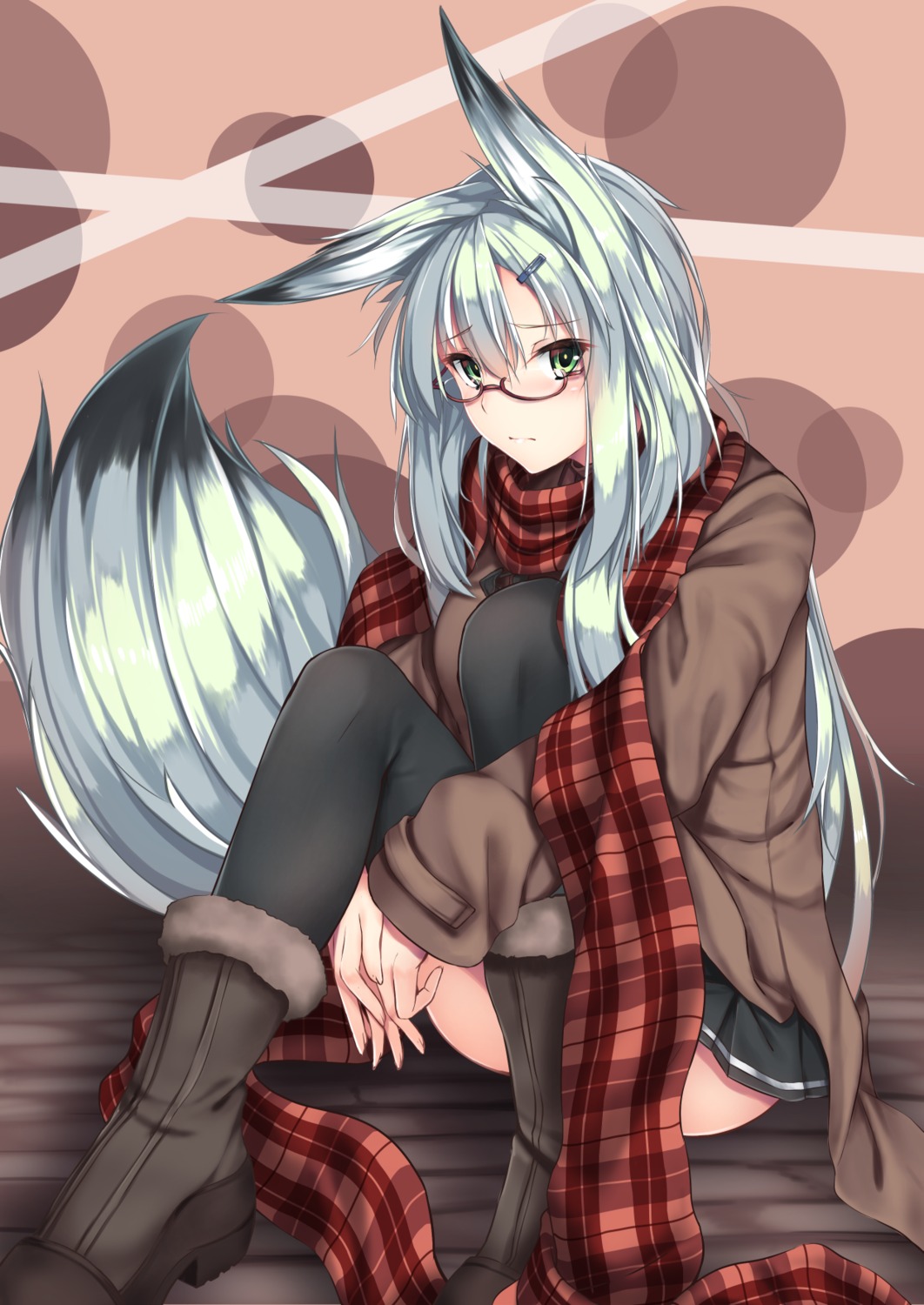 animal_ears, heels, karakura, kitsune, megane, seifuku, tail, thighhighs