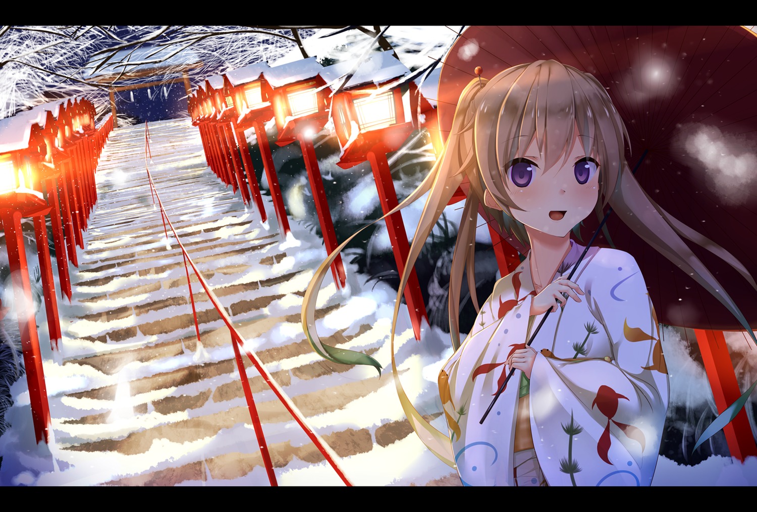 ao_no_kanata_no_four_rhythm, arisaka_mashiro, kimono, ryuuguu_yassuu, umbrella