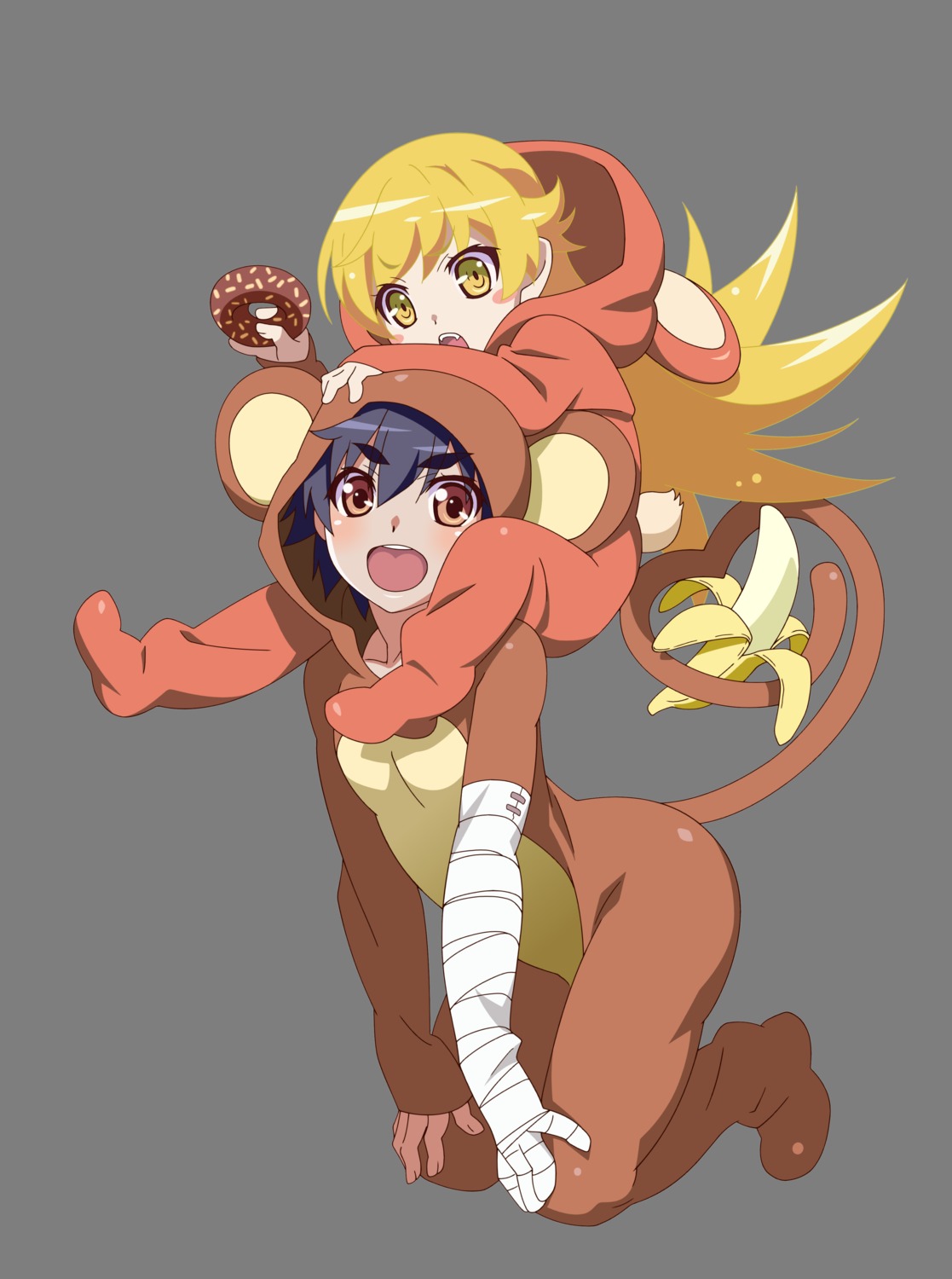 bakemonogatari, bandages, kanbaru_suruga, monogatari_(series), oshino_shinobu, transparent_png