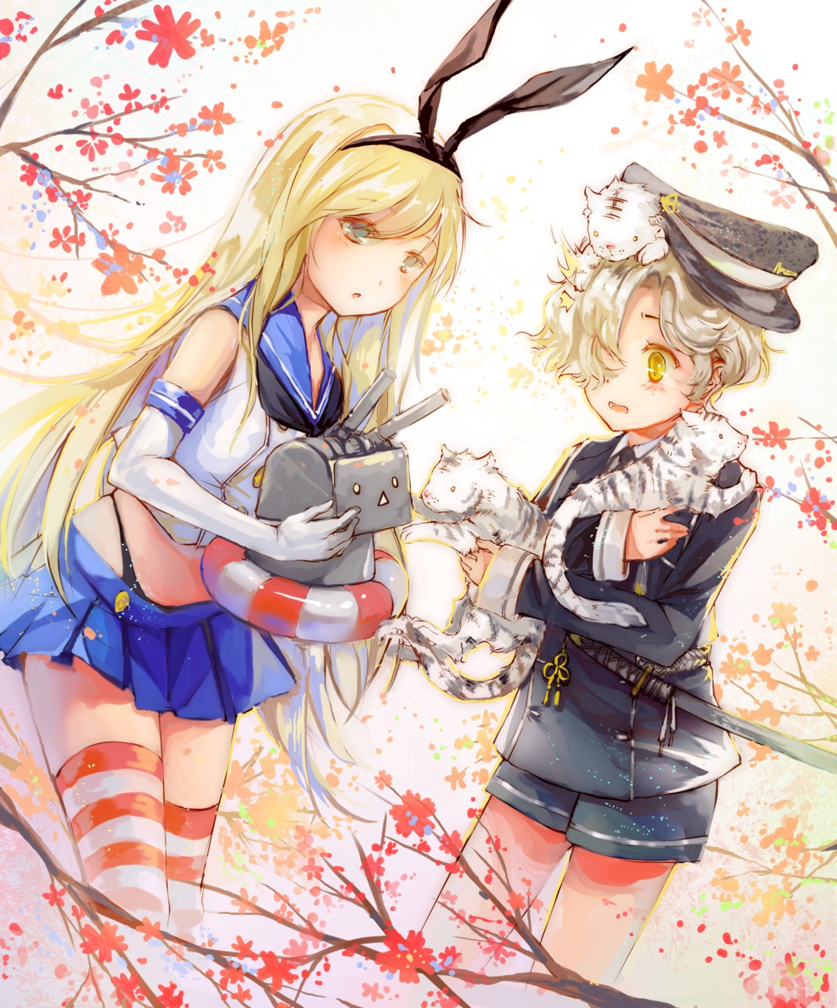 crossover, gokotai, kantai_collection, rensouhou-chan, shimakaze_(kancolle), sword, thighhighs, thong