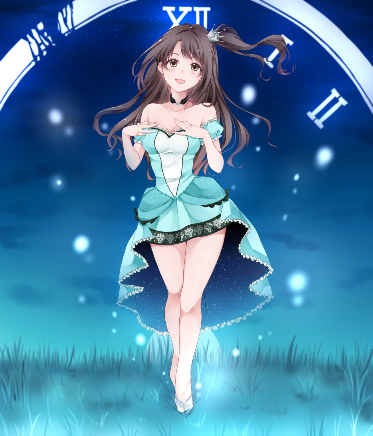 breast_hold, chun_(pixiv:2460194), cleavage, dress, shimamura_uzuki, the_idolm@ster, the_idolm@ster_cinderella_girls
