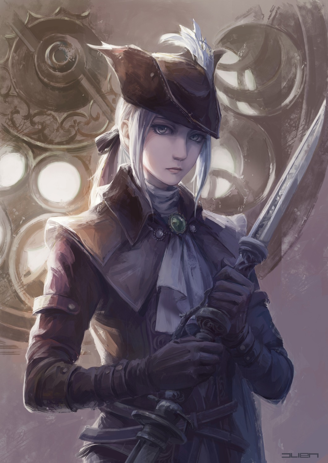 bloodborne, jlien-, lady_maria_of_the_astral_clocktower, sword