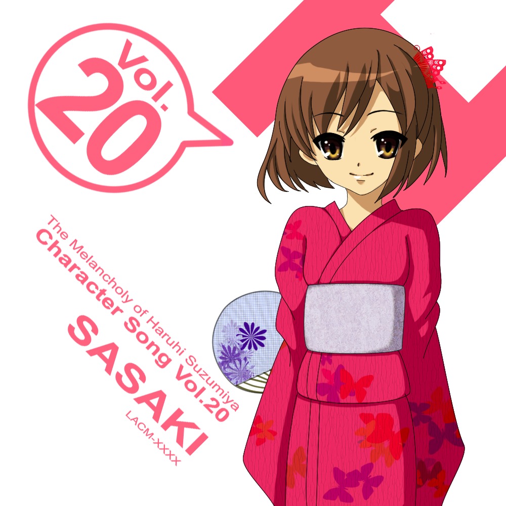 disc_cover, sasaki, suzumiya_haruhi_no_yuuutsu, yukata