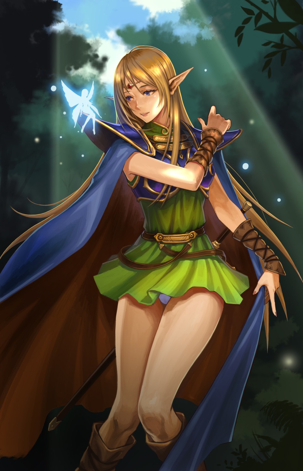 armor, deedlit, dress, elf, fairy, pantsu, pointy_ears, record_of_lodoss_war