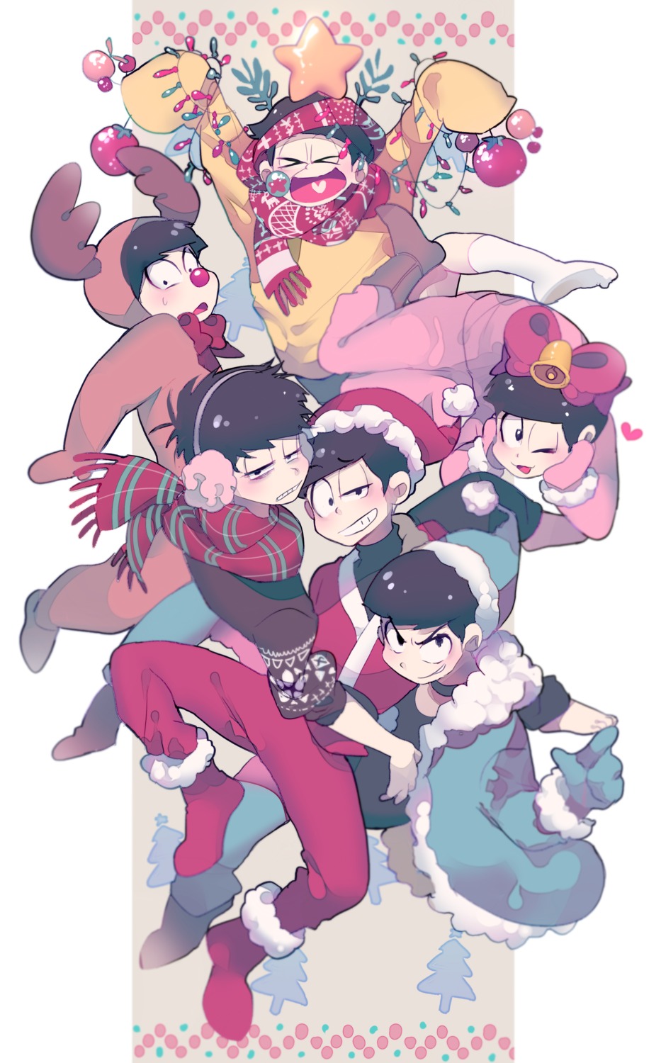 christmas, inhye, male, matsuno_choromatsu, matsuno_ichimatsu, matsuno_juushimatsu, matsuno_karamatsu, matsuno_osomatsu