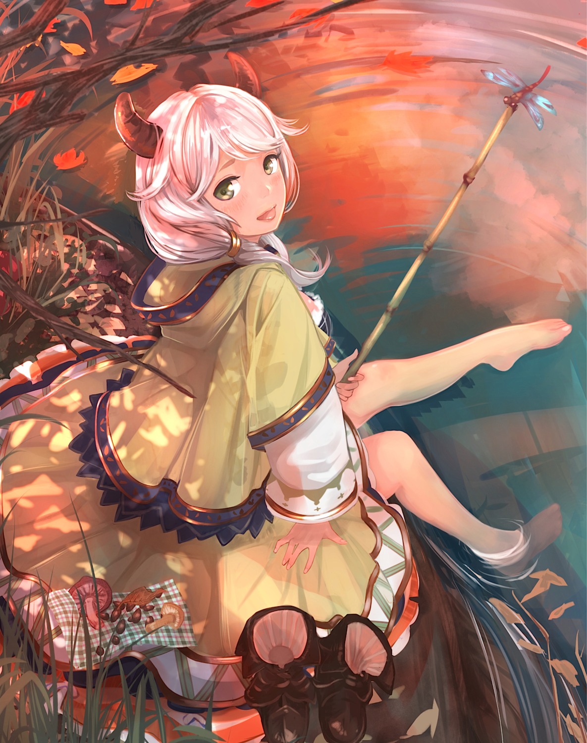 granblue_fantasy, horns, kumuyu, natsui_tuna, wet