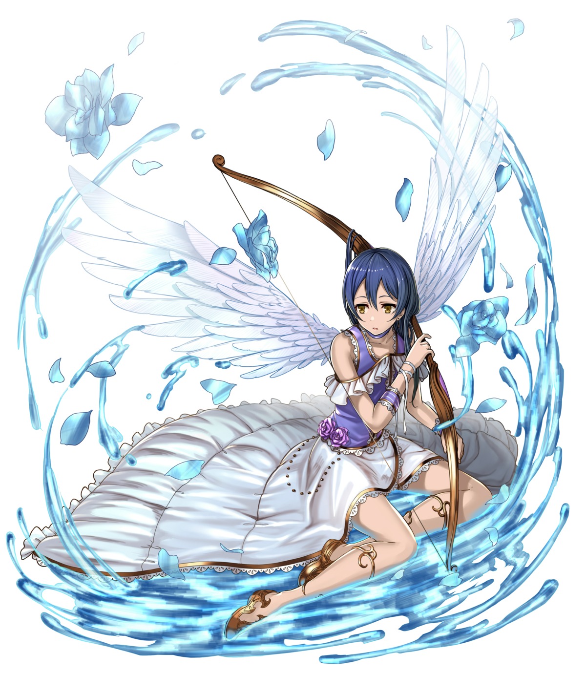 keita_(kta0), love_live!, love_live!_(series), sonoda_umi, weapon, wet, wings