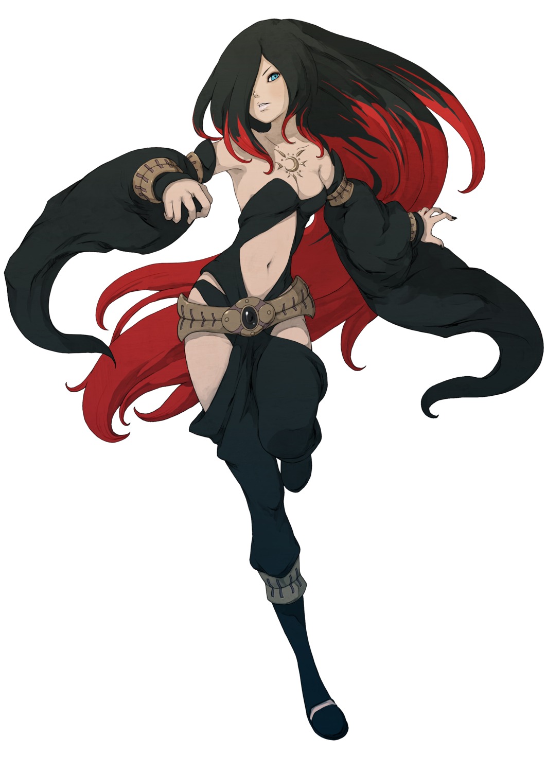 cleavage, gravity_daze, no_bra, pantsu, raven_(gravity_daze), tagme