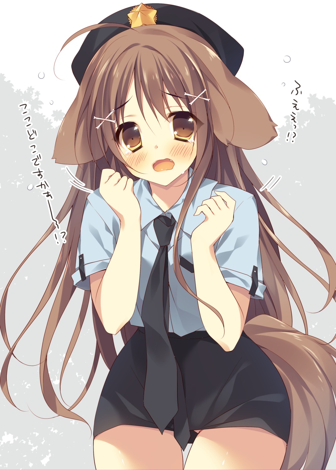 animal_ears, police_uniform, shimofuri_oniku, tail, uniform