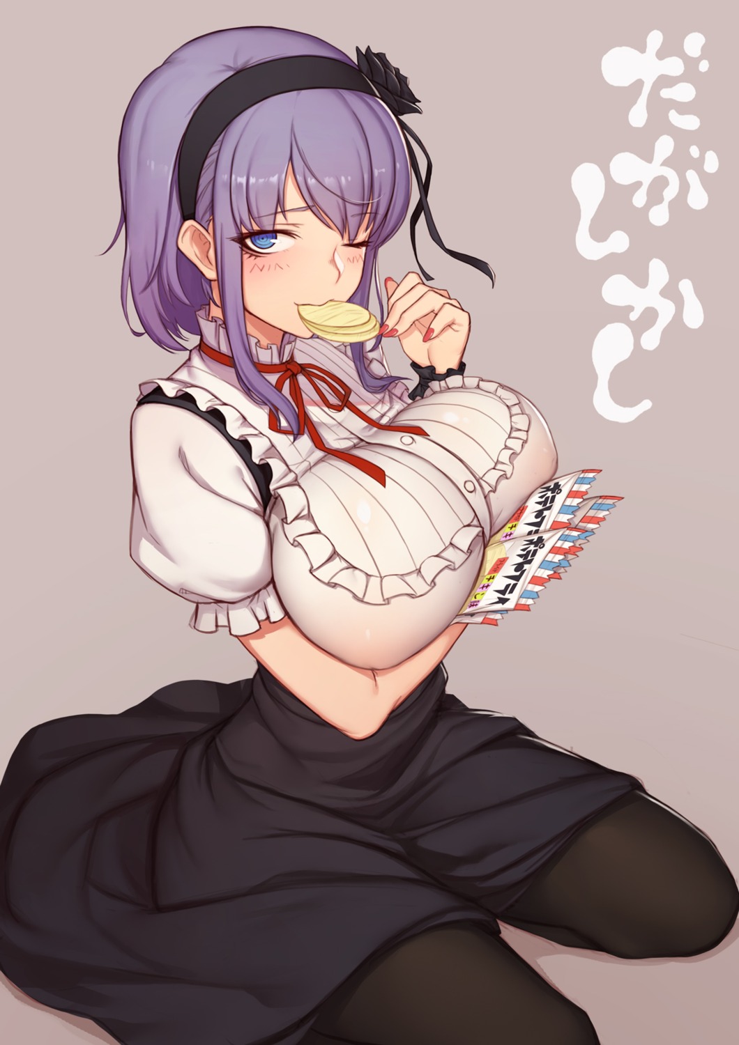 breast_hold, dagashi_kashi, dress, evan_yang, pantyhose, shidare_hotaru