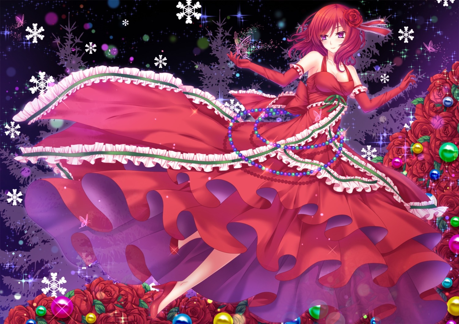 cleavage, dress, heels, love_live!, love_live!_(series), nishikino_maki, toshi_(1-147)
