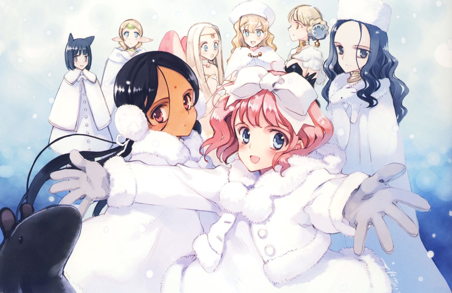 animal_ears, aria_vancleef, dress, kaya_xavier, oyari_ashito, pointy_ears, shoujo_mahou_gaku_little_witch_romanesque, wings