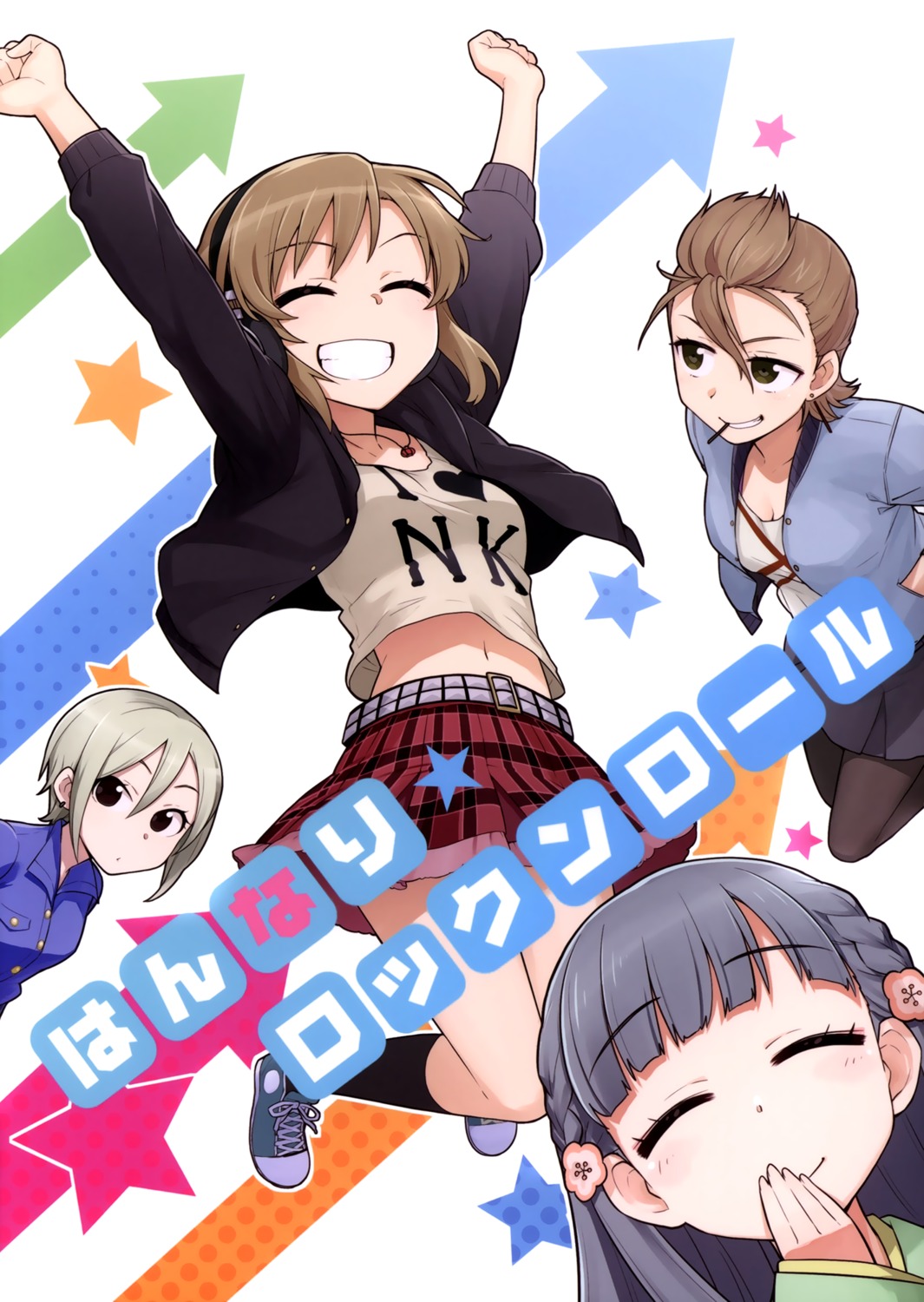 headphones, hebe, kimura_natsuki, kobayakawa_sae, open_shirt, pantyhose, shiomi_shuuko, tada_riina, the_idolm@ster, the_idolm@ster_cinderella_girls