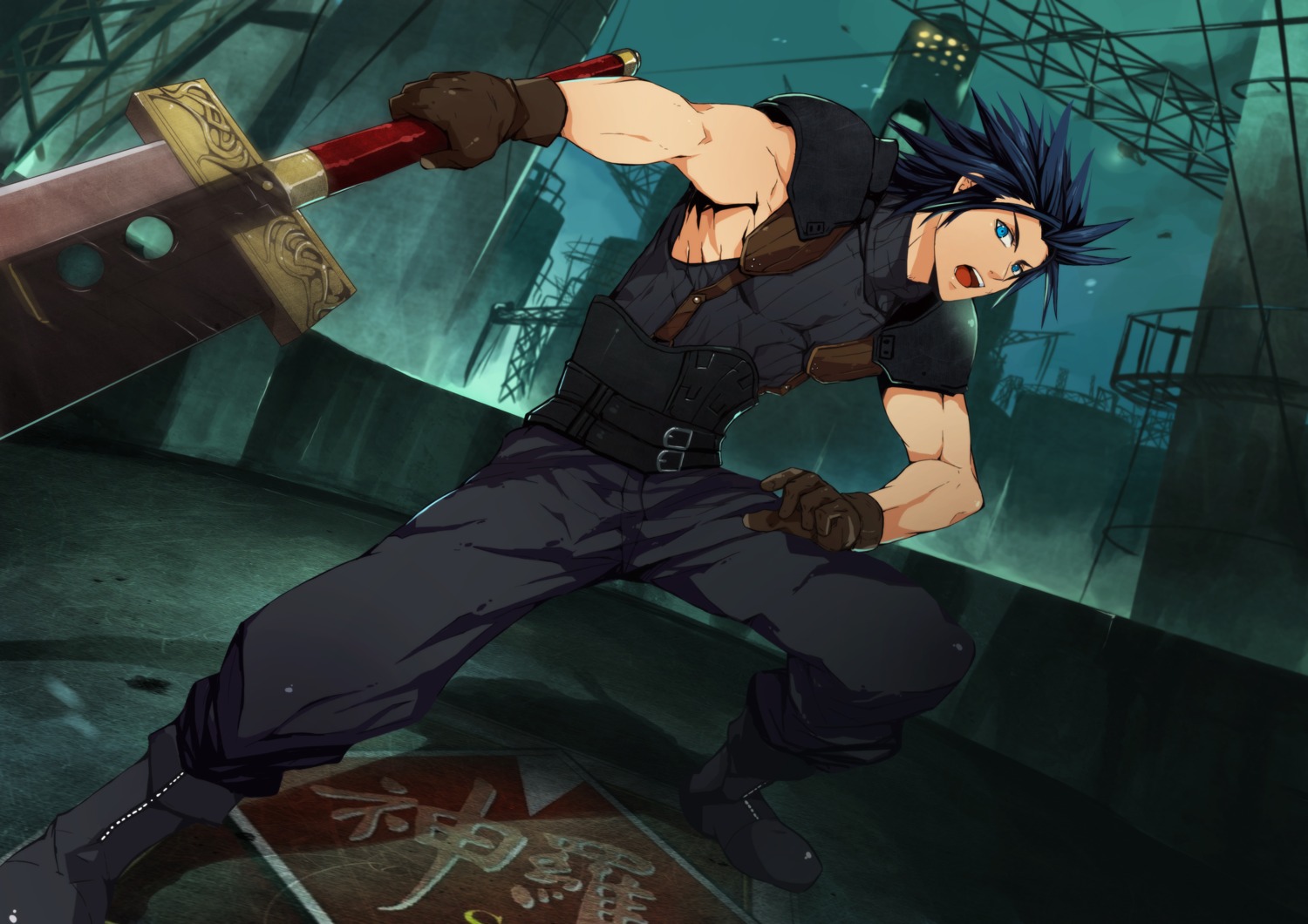 black_monkey_mazjojo, final_fantasy, final_fantasy_vii, male, sword, zack_fair